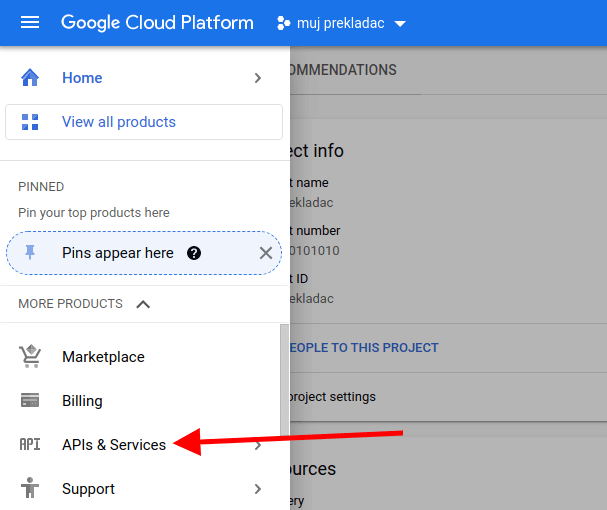 Google Cloud Platform APIs and services
